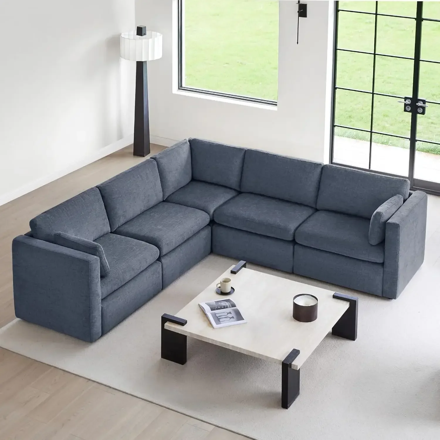 Oversized Modular Sectional Fabric Sofa  Extra Large U Shaped Couch Reversible Chaise Modular Sectional Couch