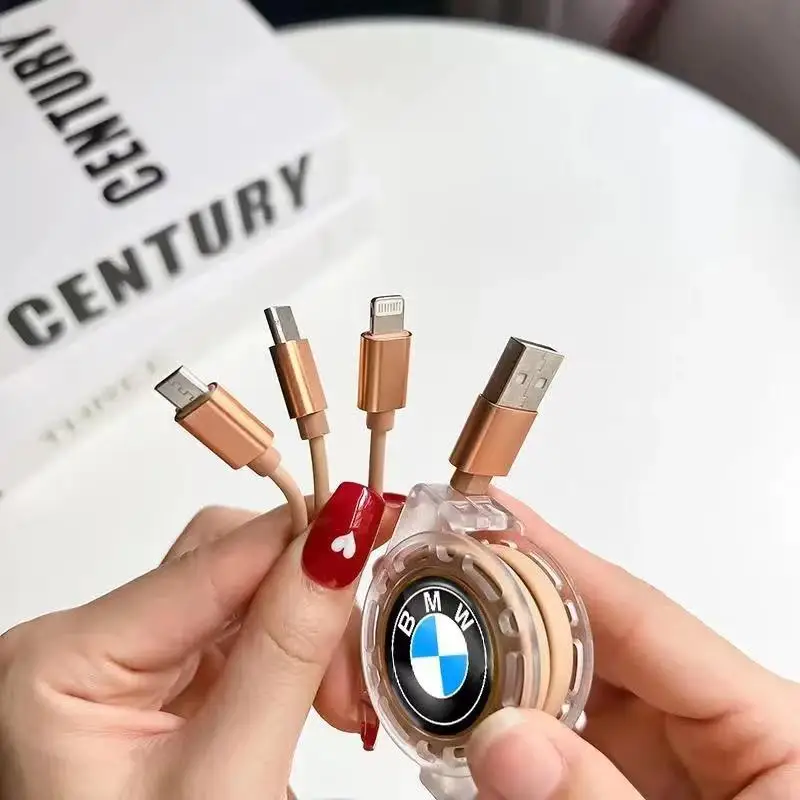 Car Interior Phone Data Cable 3 In 1 Retractable Charging Wire For BMW E36 E39 E46 E60 E90 E90 F01 F10 F30 G20 G21 G30 F15 X5 X3