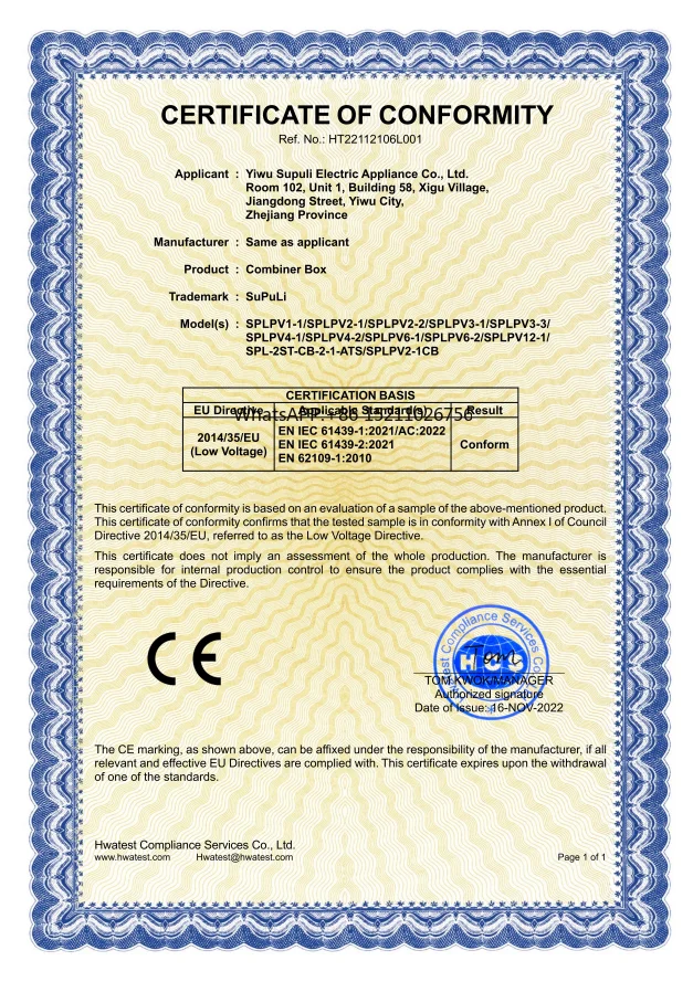Dc Combiner Box 1000V 25A 2 In 2 Out 2 Strings Pv Combiner Box For Photovoltaic System Solar Panels