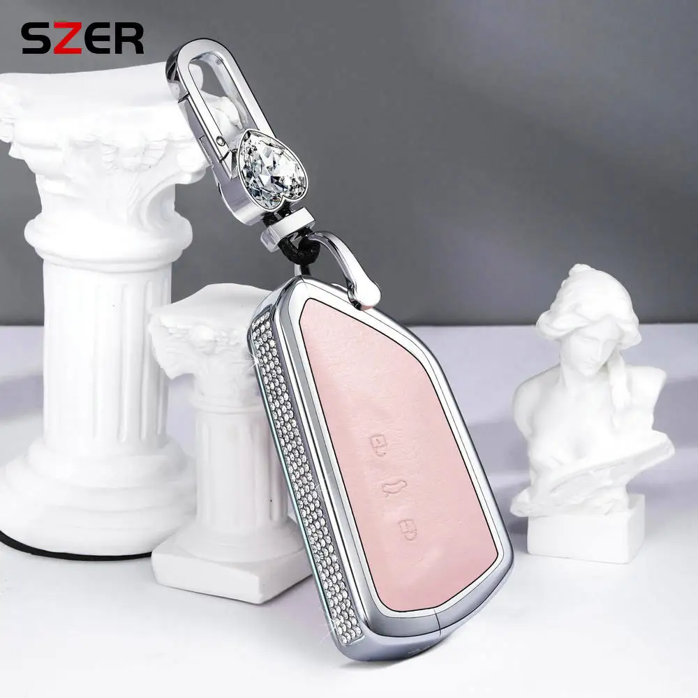 سبيكة جلدية حالة مفتاح السيارة ، غطاء قذيفة لفولكسفاغن فولكس فاجن جولف 8 ، MK8 ID-4 ، ID-6 ، سكودا اوكتافيا A8 ، مقعد ليون فر ، MK4 كوبرا ، الموضة #3