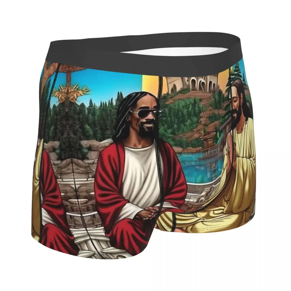 Saint Jesus Snoop dogg กางเกงในบ็อกเซอร์ของผู้ชายกางเกงขาสั้นพิมพ์ลาย3D คุณภาพสูงกางเกงชั้นในระบายอากาศเป็นพิเศษ kado ulang tahun