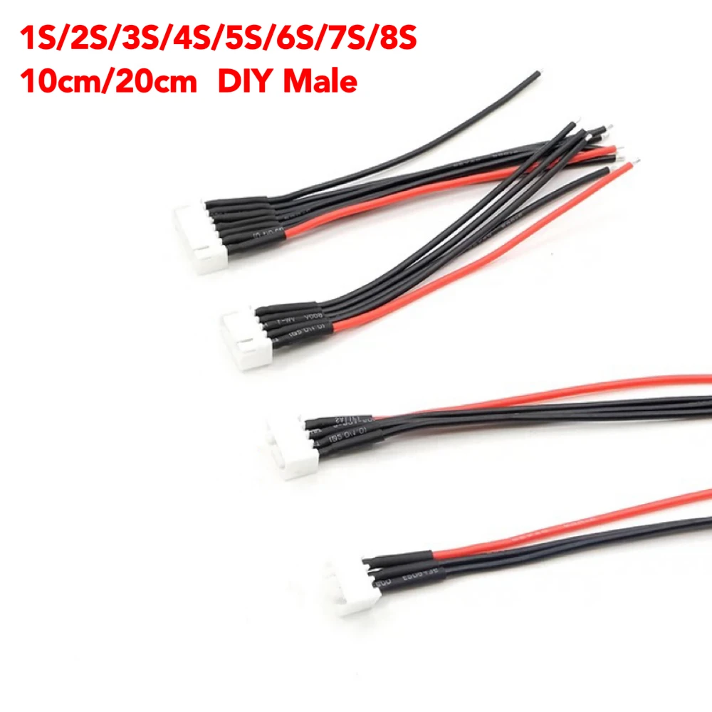 

XH2.54 Balanced charging male plug 1S 2S 3S 4S 5S 6S 7S 8S Aircraft model lithium battery RC Balance Charger 22AWG 10/20cm
