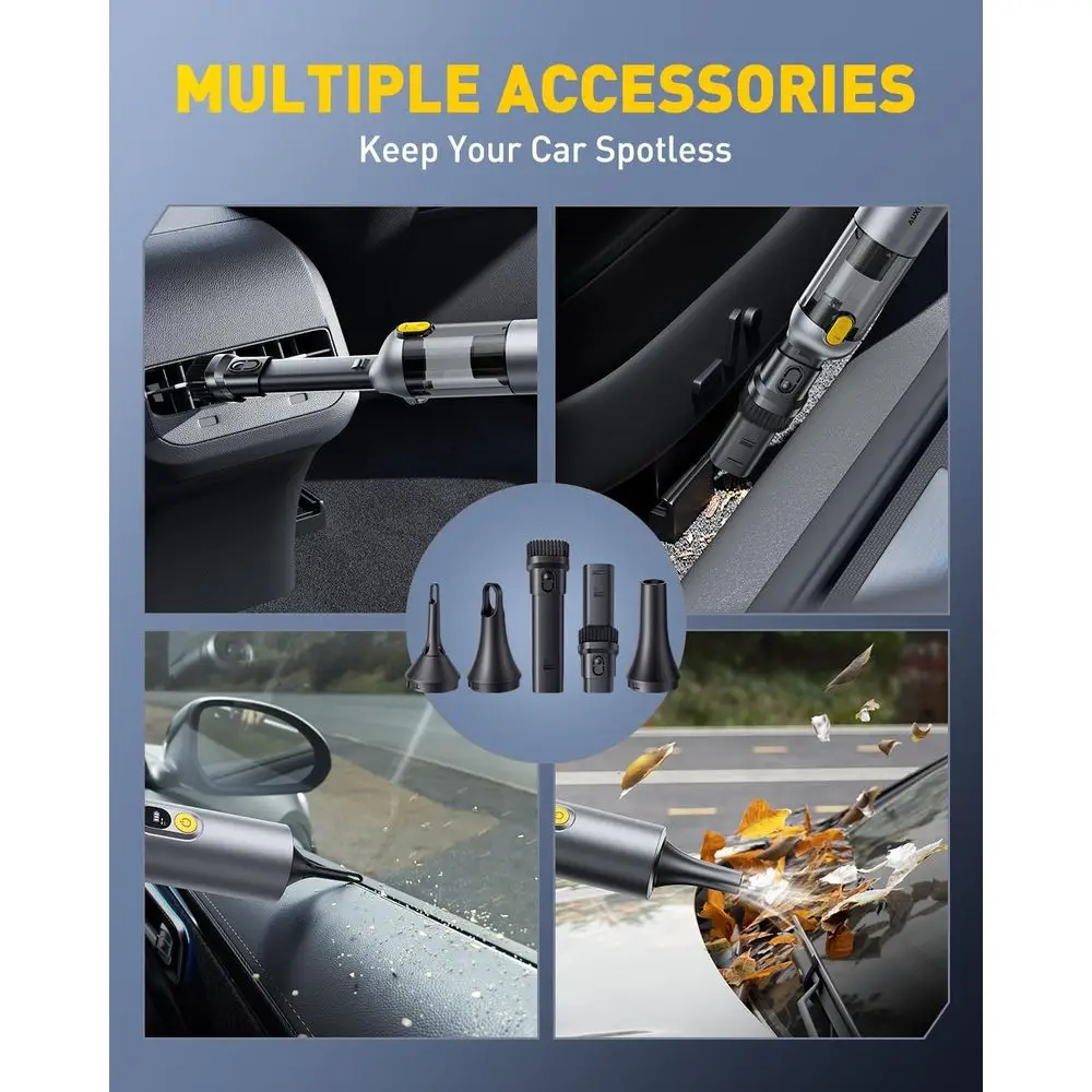 14000Pa Portable Handheld Vacuum for Car, Home, Pet, and Office - Silver