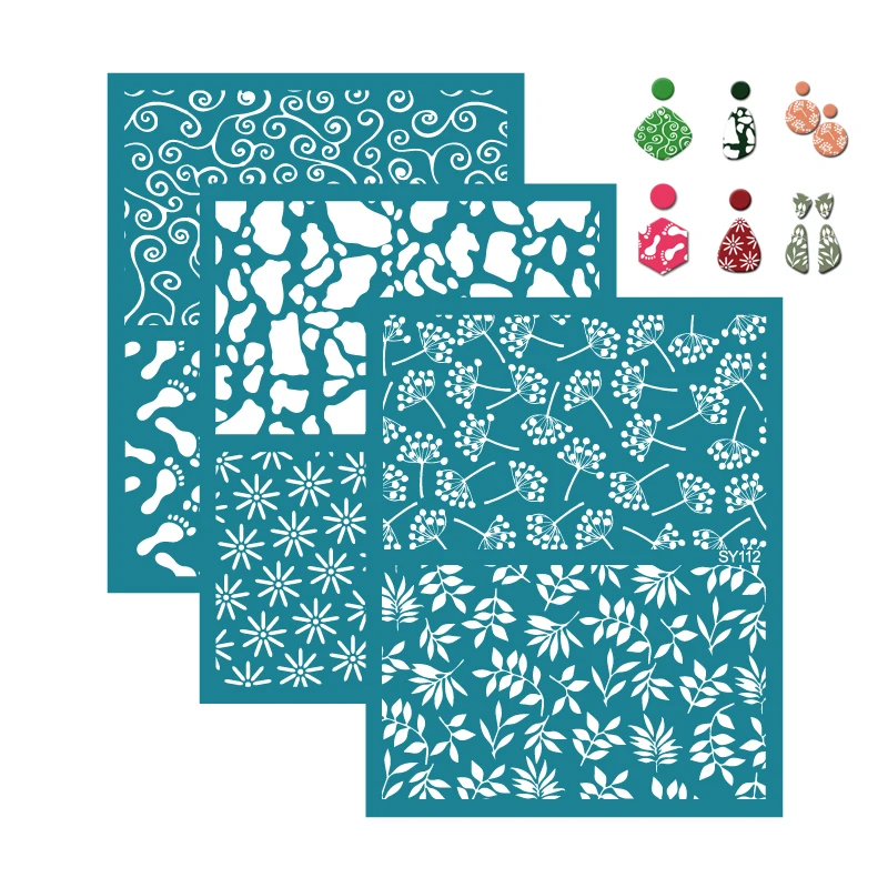 12x16cm Silk Screen Stencils for Polymer Clay Reusable Silkscreen Print Kit Mesh Stencils Transfer DIY Crafts Printing Jewelry