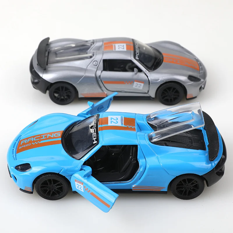 (Encíado) 1/36 coche en miniatura de aleación simulación 918 Porsche coche de carreras vehículo tirar hacia atrás adornos de coche colección juguetes para niños
