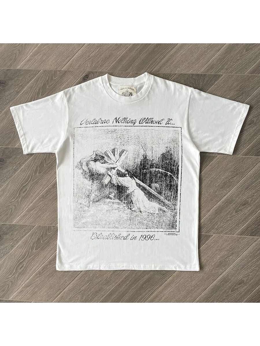 

Pure Cotton ort Sve T-irt Portrait Print epherd Vertabrae Brand round Ne Youth Faion Spring Collection