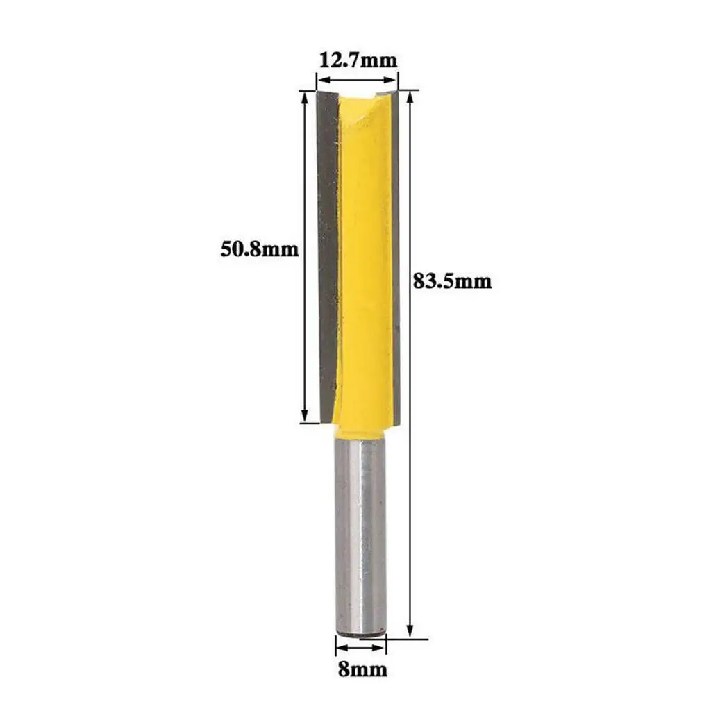 Long Straight Router Bit 2 Flute 8mm Shank Woodworking Cutter For Power Tool