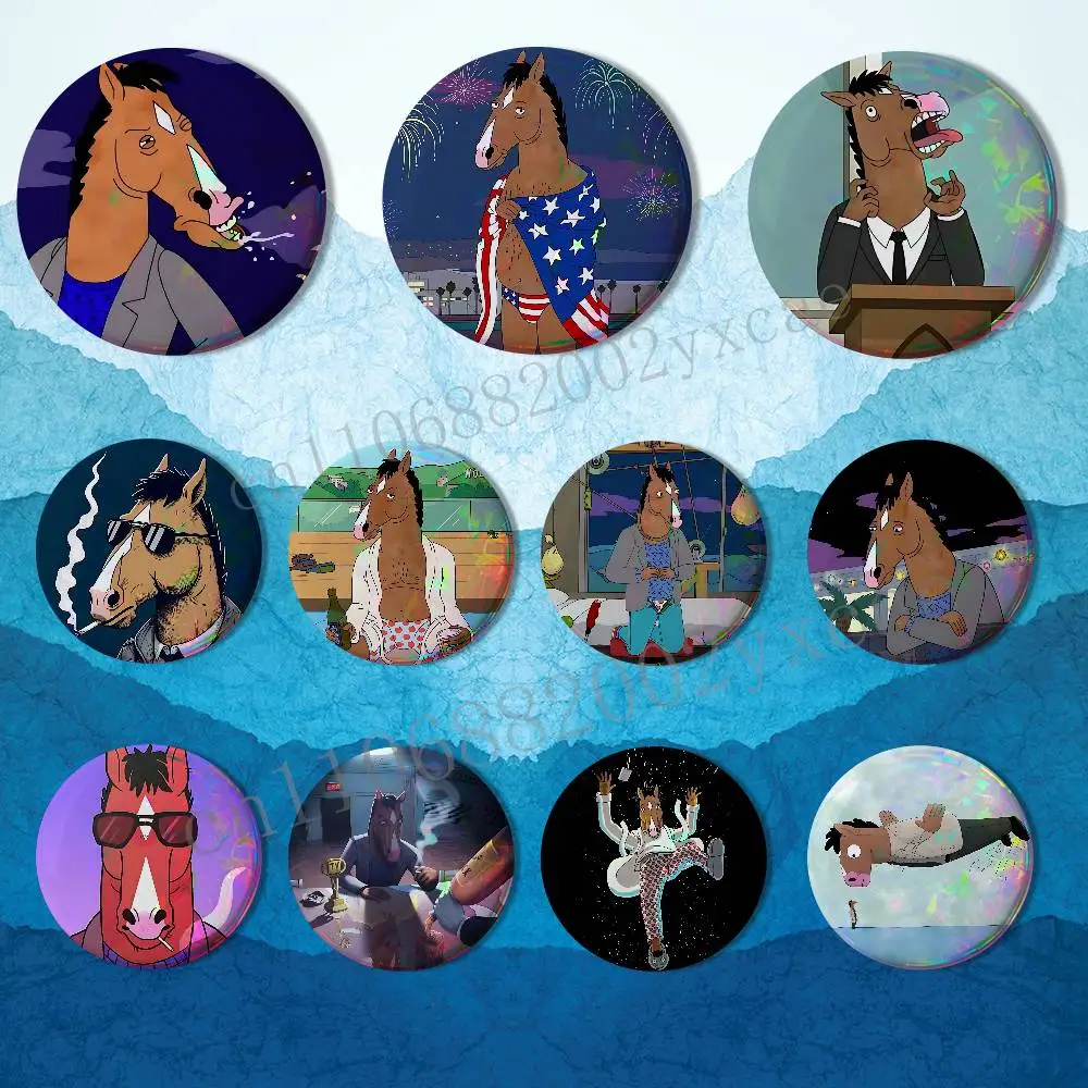 Strange and interesting BoJack Horseman Badges Badges On Backpack Jacket Cartoon Round Brooches  Acrylic Button Pins Collection
