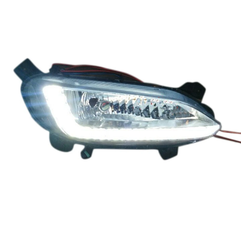*A14E Автомобильные левые светодиодные противотуманные фары DRL для Hyundai Santa Fe IX45 2013-2017 Автоматические фары дальнего света Дневные ходовые огни Бампер Лампа