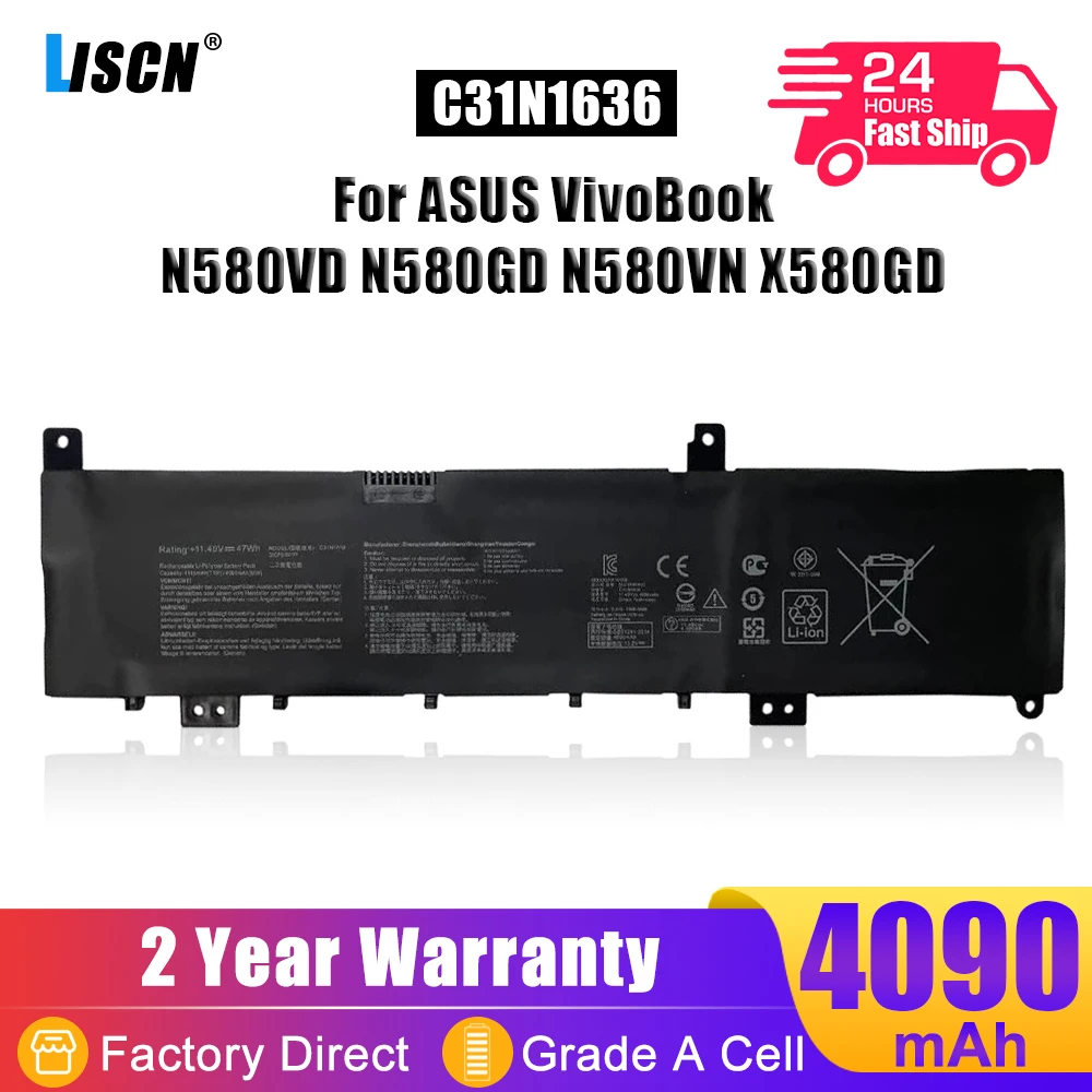 

LISCN C31N1636 Laptop Battery For ASUS VivoBook N580VD N580GD N580VN X580GD X580VD X580VN NX580VD M580GD ZenBook UX502VD M580VD