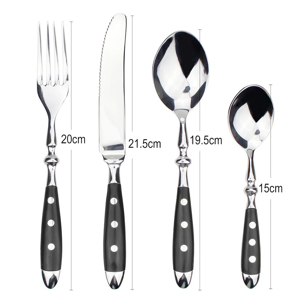 24pcs Cutlery Set with Starpoint Handle Dinning Fork Steak Knife Teaspoon Creative Retro Western Style Dinnerware Set for 6