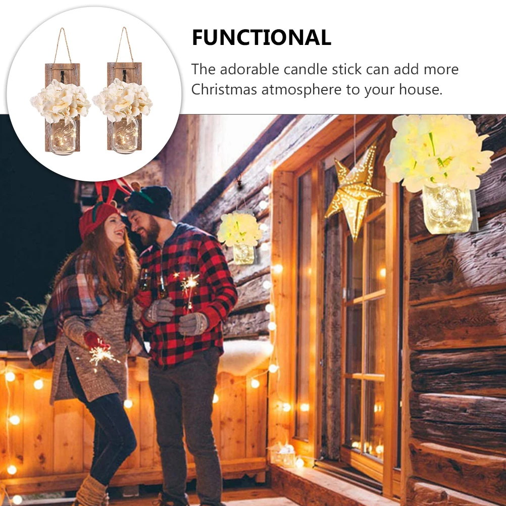 

Lamp Wall Mounted Holder Holder Wall Mounted Glass Wood Base Christmas Decoration Hanging Candlestick Home Party Use