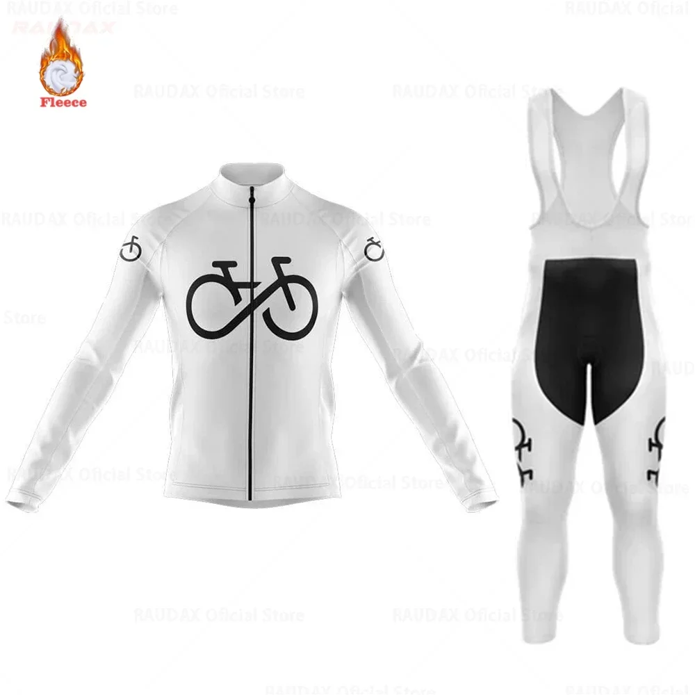 New Warm Winter Thermal Fleece Cycling Clothes Men\'s Jersey Suit Outdoor Riding Bike MTB 2023 Clothing Bib Pants Set