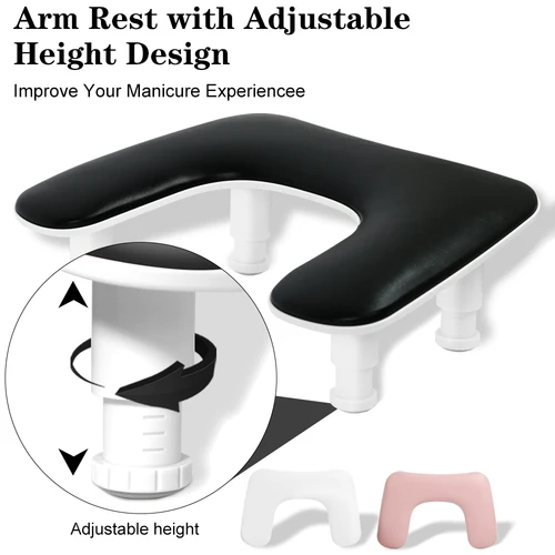 Imagen 1 del producto Nuevo reposabrazos para uñas en forma de U, soporte ajustable para reposabrazos de uñas, almohada de reposamanos de cuero PU de microfibra para cojín de uñas