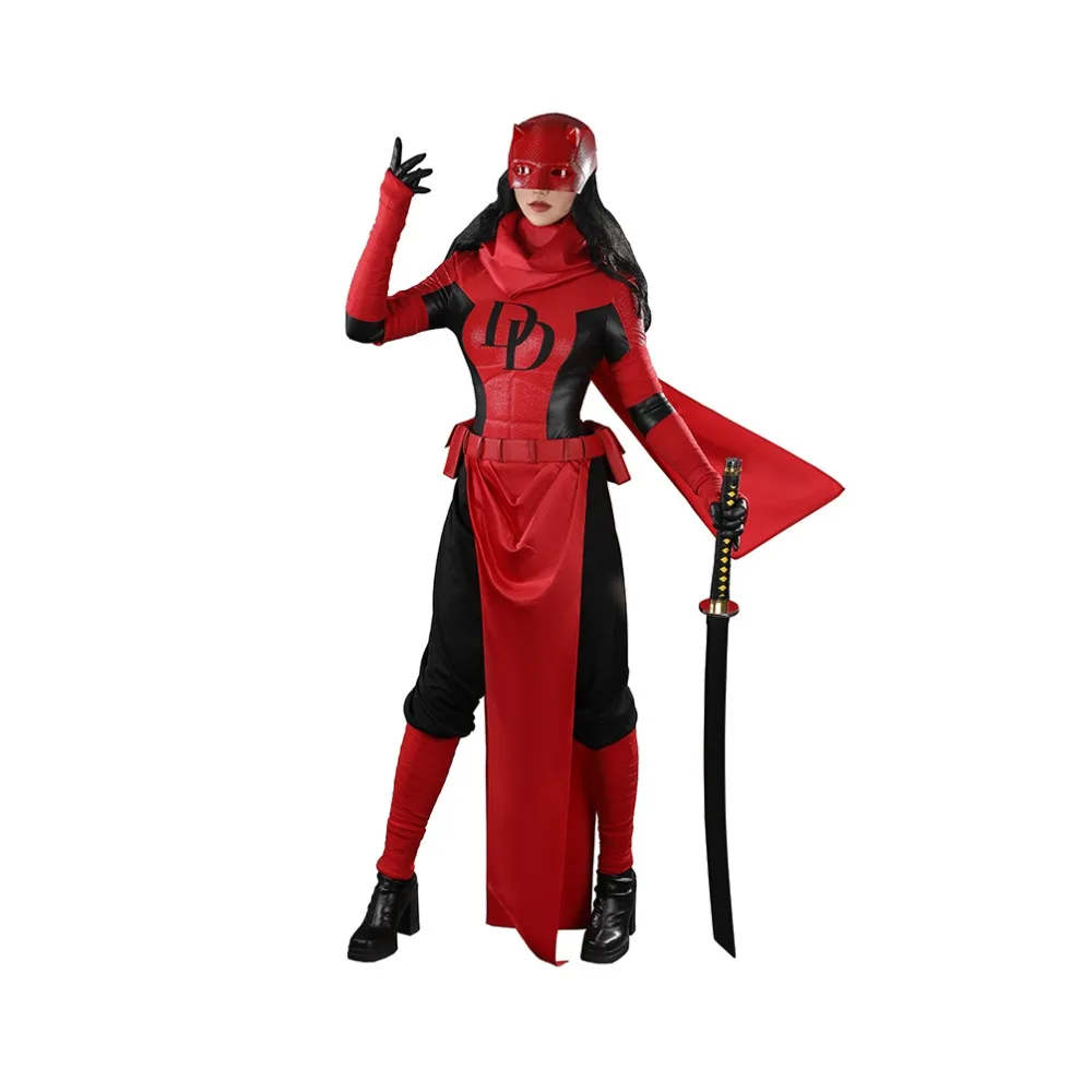 

Костюм для косплея из фильма Elektra Natchios, женское красное платье, наряд Elektra с маской, костюм для Хэллоуина