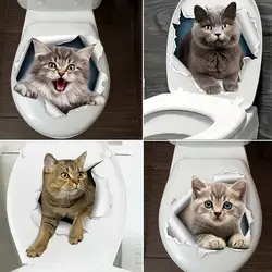 Cute Cat Toilet Seat Sticker, Home Bathroom Decal, A Fun Wall Sticker, Door Sticker Waterproof Self-adhesive Sticker M815