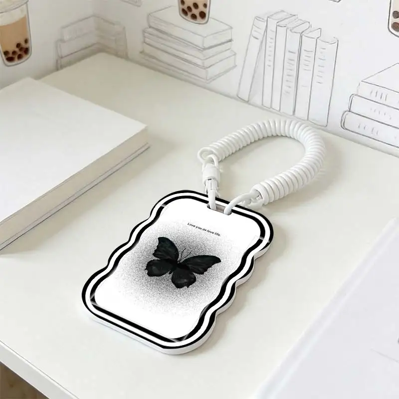 Card Protective Case for Stretchable Spring Cord Kpop Photocard Holder Photo Protector Student Bus/Meal Card Protection Case