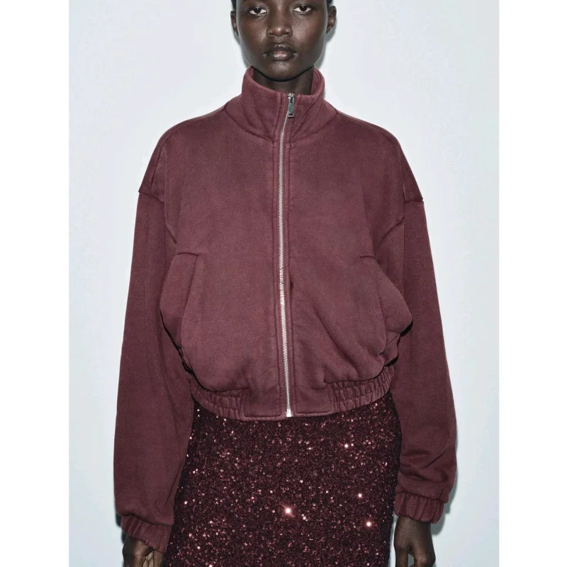 Zimowy, nowy, damski płaszcz z elastycznym dołem, metalowym zamkiem błyskawicznym, długim rękawem, wysokim kołnierzem, z aksamitu, casualowy, dopasowany krój, długość do kostek.