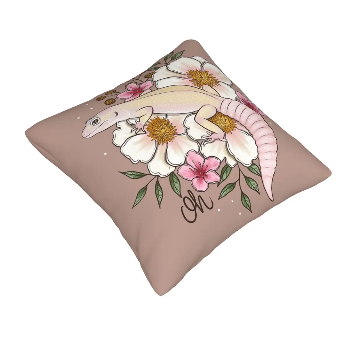 Leopard Gecko Murphy's Patternless With Florals Square Pillowcase Pillow Cover Cushion Decor Comfort Throw Pillow for Home Sofa