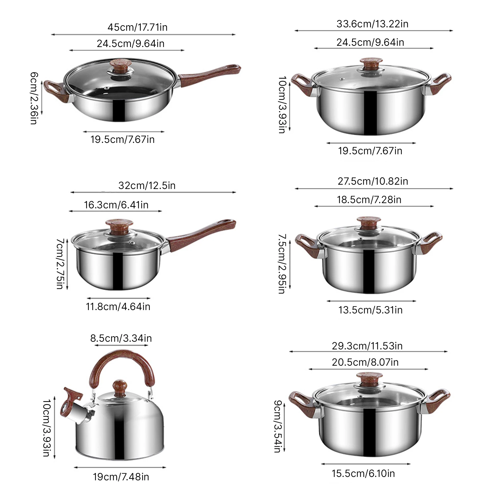 12 قطعة طقم أواني ومقالي للطهي مع غلاية 3 لتر غير لاصقة للمطبخ من الفولاذ المقاوم للصدأ طقم تحريض مع أغطية غسالة أطباق محمولة #5