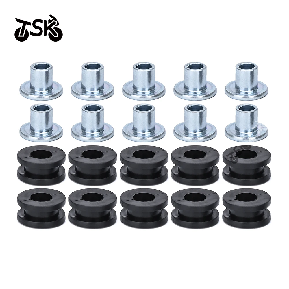10 Sets Motorcycle Rubber Grommet Kit Circular Shock Absorber PadsFairing Bolt Cushion Washer Steel Bushing Spacer Accessories