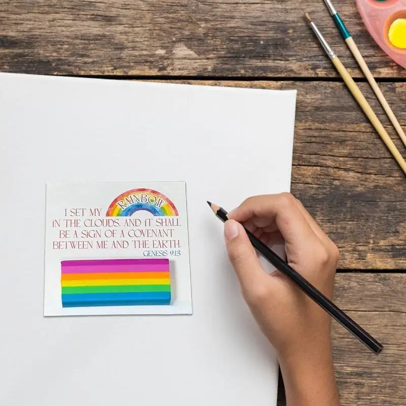 Bible Verse Erasers Rainbow Pencil Eraser With Bible Verse Colorful Easter Basket Stuffers Cute Stationery Classroom Prizes
