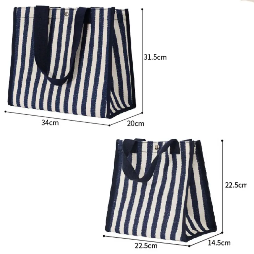 Canvas Tote Bag New Stripe Large Capacity Hand Pouch Shoulder Bag Women