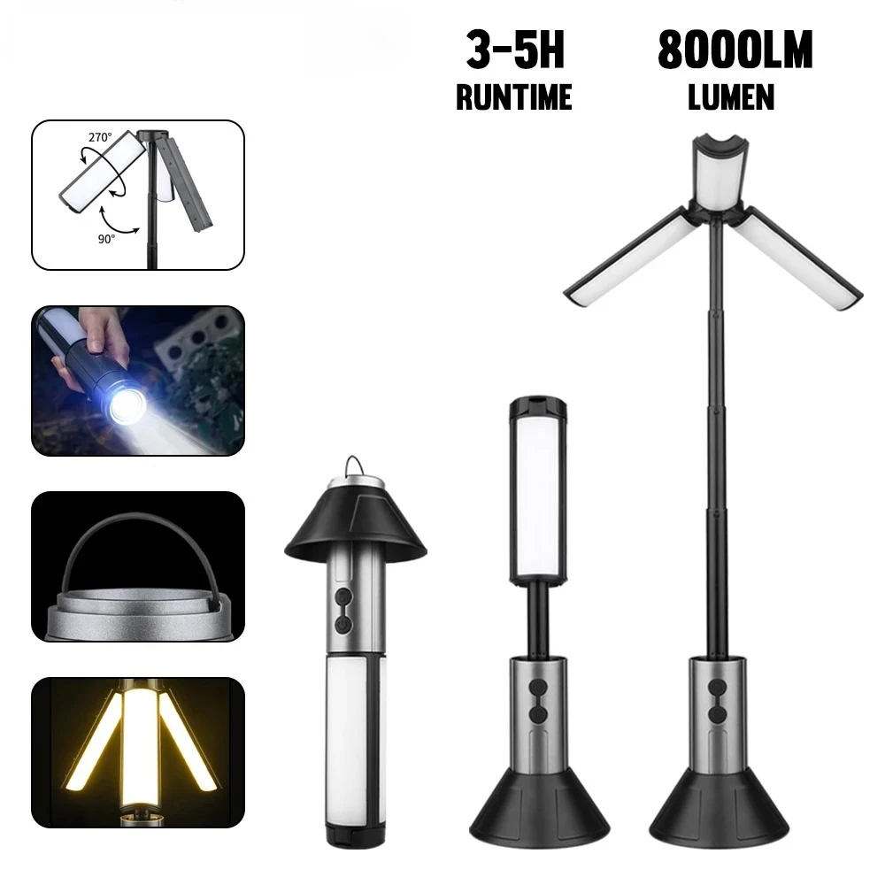 

Складной светильник для кемпинга, портативный телескопический фонарь, перезаряжаемый светодиодный фонарик, уличный рабочий светильник для палатки с подставкой