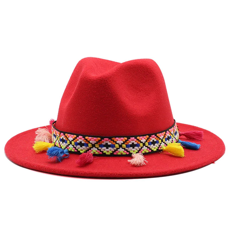 AliExpress chapéu Fedora lã, estilo étnico minoritário, aba grande, retro, borda plana, venda quente