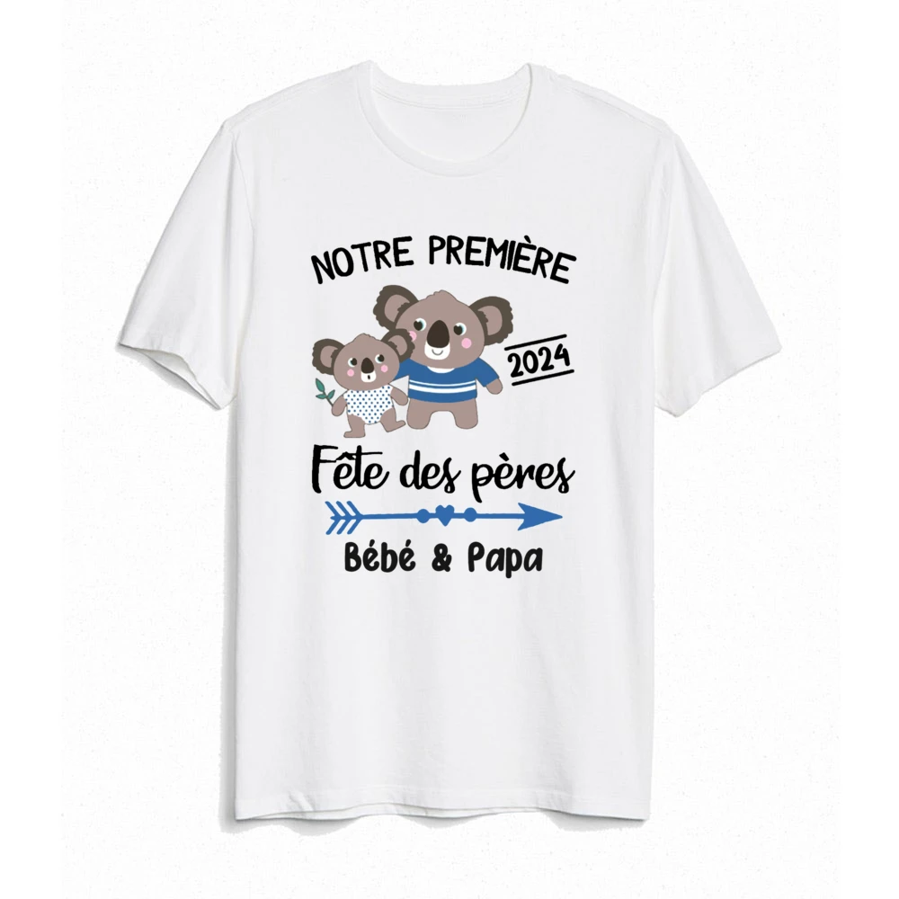 Our First Father\'s Day Together French Print Family Matching Clothes Daddy T-shirt Tops Baby Bodysuit Fathers Day Look Clothes
