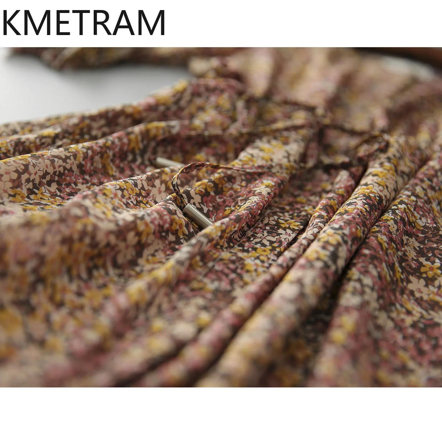 KMETRAM 100% Robe chemise en soie de mûrier Femme robes florales élégantes pour Femme vêtements de haute qualité Robe d'été 2025 Robe Femme