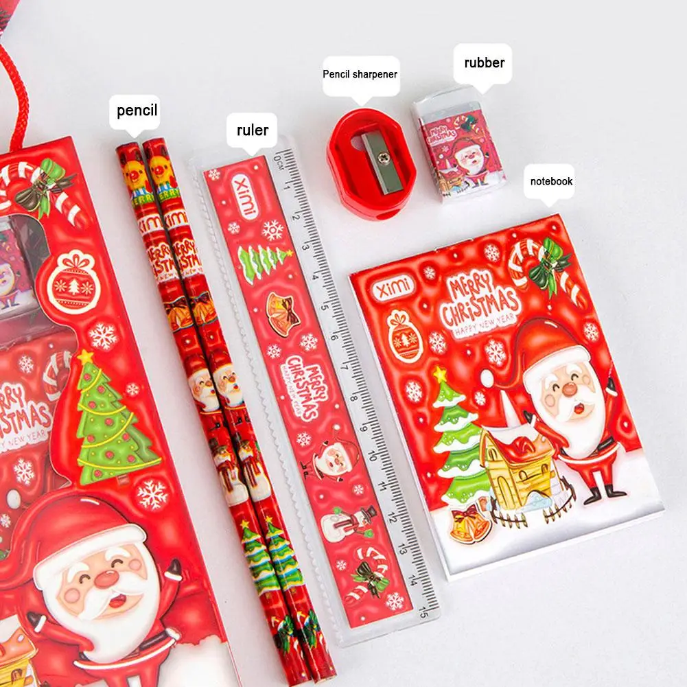 Children's Stationery Sets 6 Pcs/set Cute Cartoon Stationery Set Pencil Ruler Eraser Sharpener Student Stationery Supplies