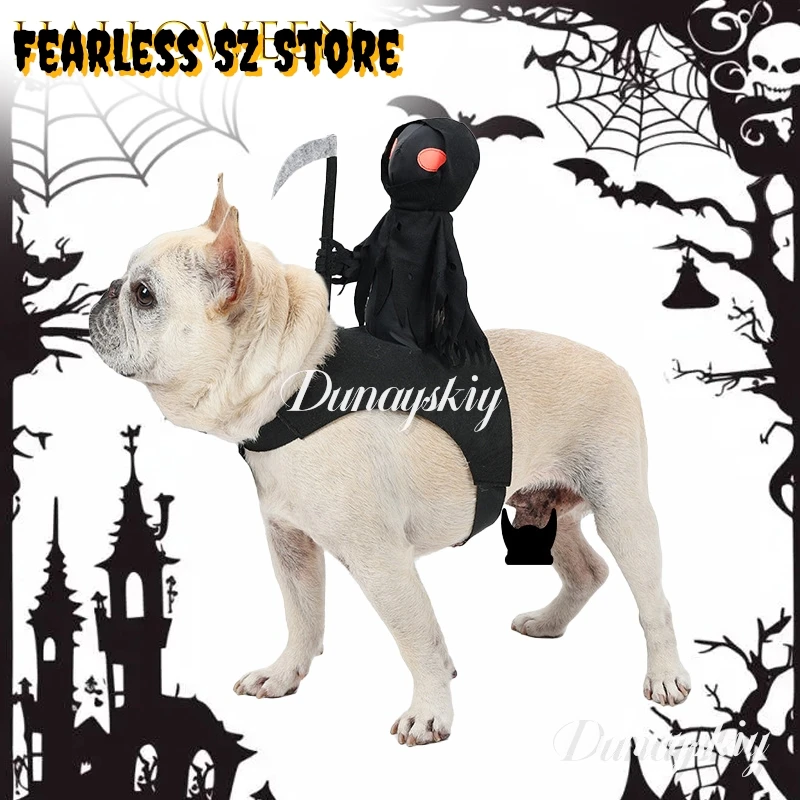 

Костюм собаки рыцаря темного урожая, аниме, косплей, наряд для езды на Хэллоуин, одежда, скелеты, костюмы для собак для disfraz mujer ﻿