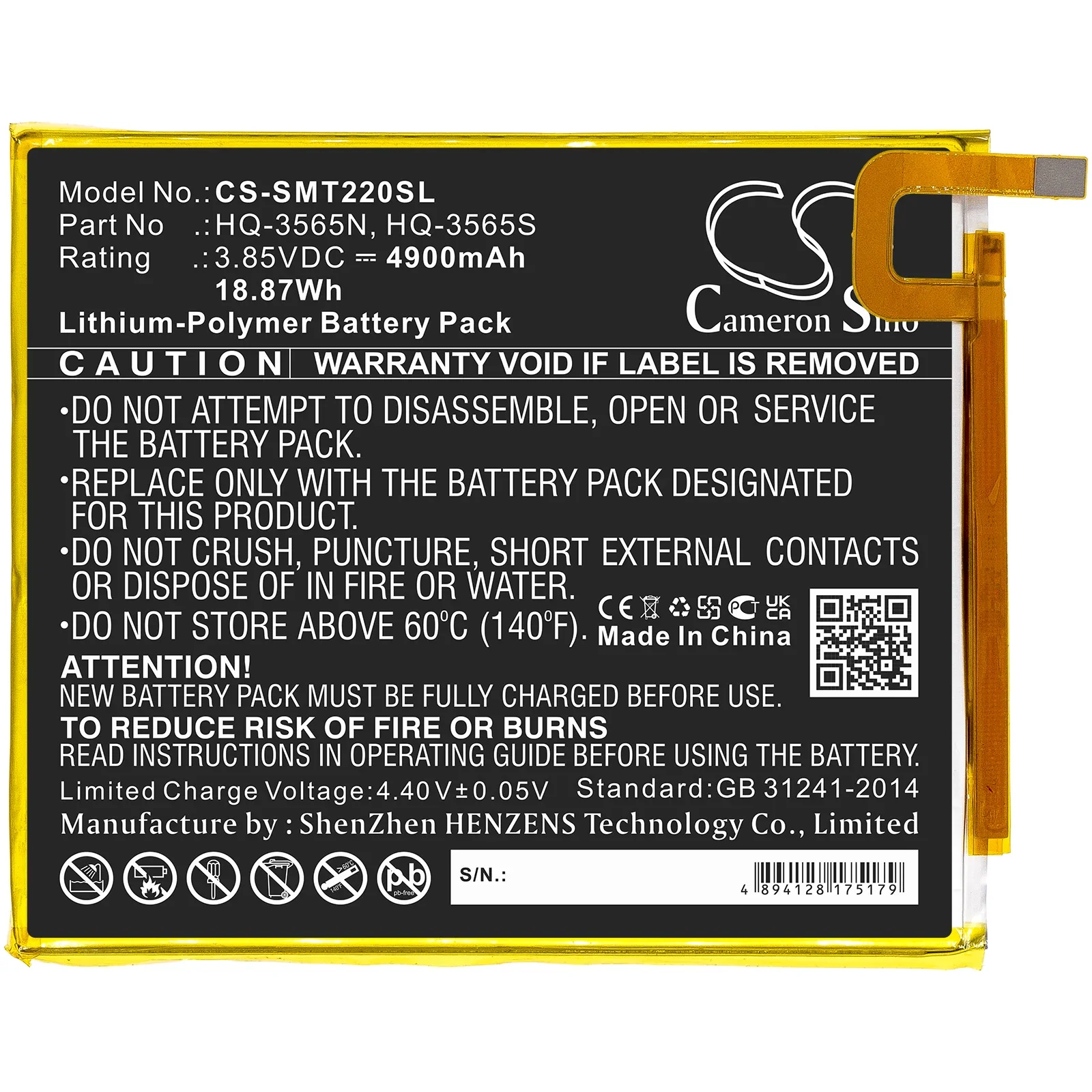 Tablet Battery For Samsung HQ-3565N  HQ-3565S Galaxy Tab A7 Lite 8.7 2021  SM-T225N  SM-T225C  SM-T220  SM-T225 Volts 3.85