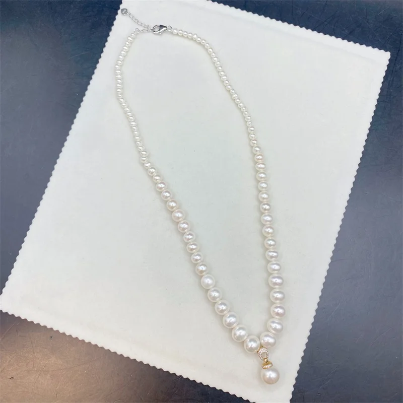 

Natural Freshwater Pearl Necklace Simple Exquisite Elegant Luxury Fashion Fine Jewelry for Girls High-grade Holiday Pearls Gifts