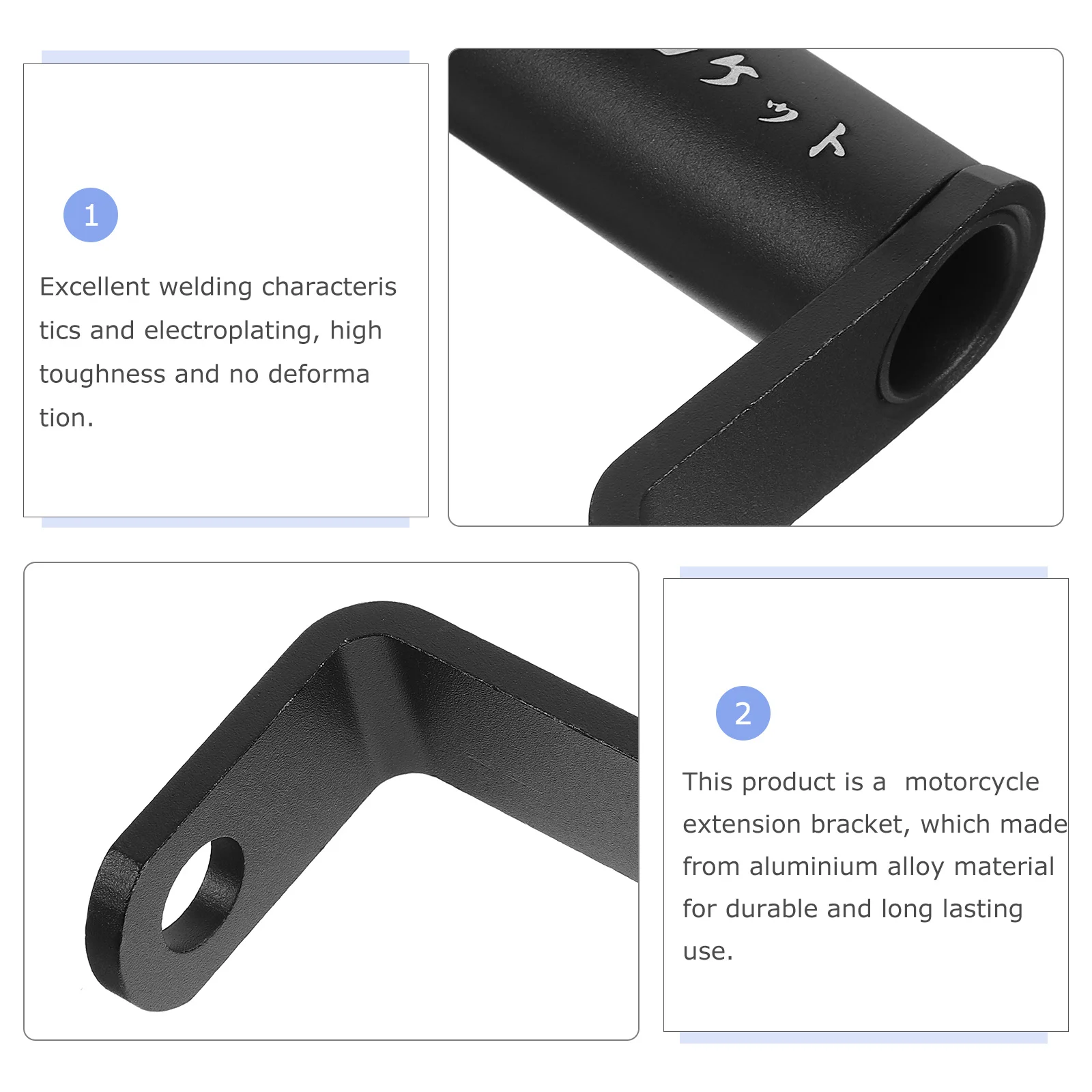 

Motorcycle Extension Bracket Black Aluminum Alloy Rearview Mirror Mount Pedestal Universal for Motorbike Mobile Phone Headlight