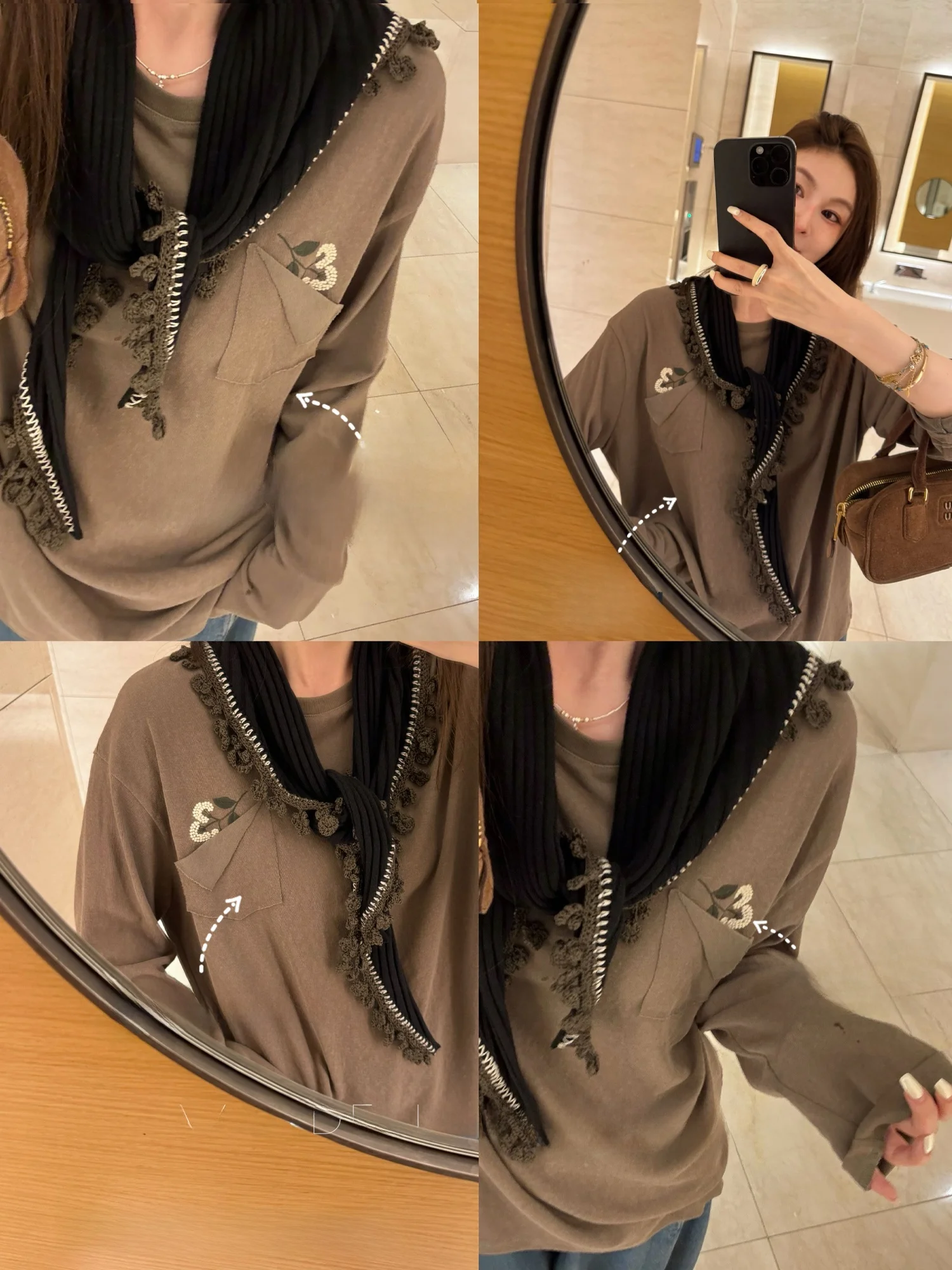 

Женская повседневная блузка Qian Meixi с вышивкой, из смесового хлопка и полиэстера, универсальная базовая модель для осеннего сезона