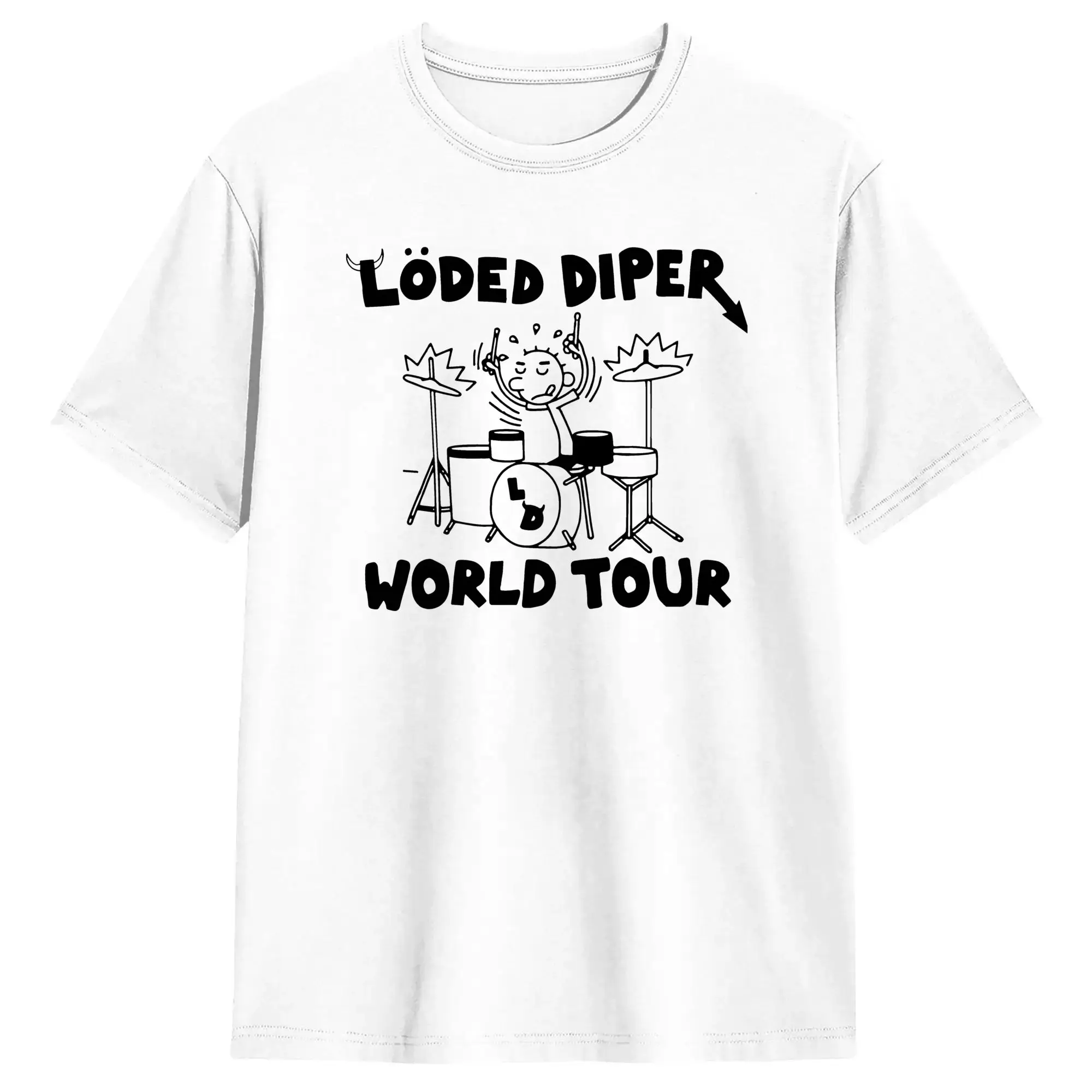 Casual T Shirt Summer Loded Diper World Tour Hipster T Shirts  Cotton Tee Shirt for Couple Y2K Funny Plus Size Short Sleeve Tops