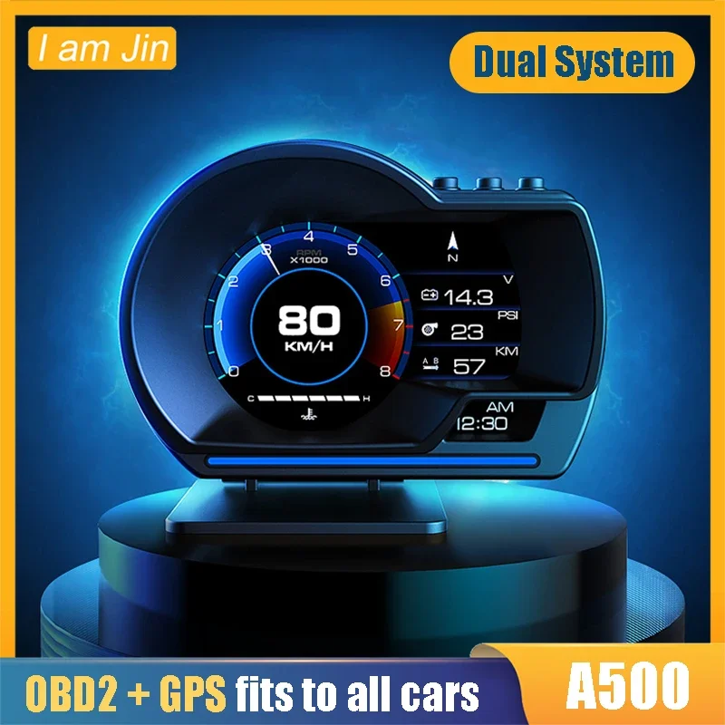 Car OBD2+GPS Hud On-board Computer Head Up Display Auto Display Smart Car HUD Gauge Speedometer Digital Odometer Security Alarm