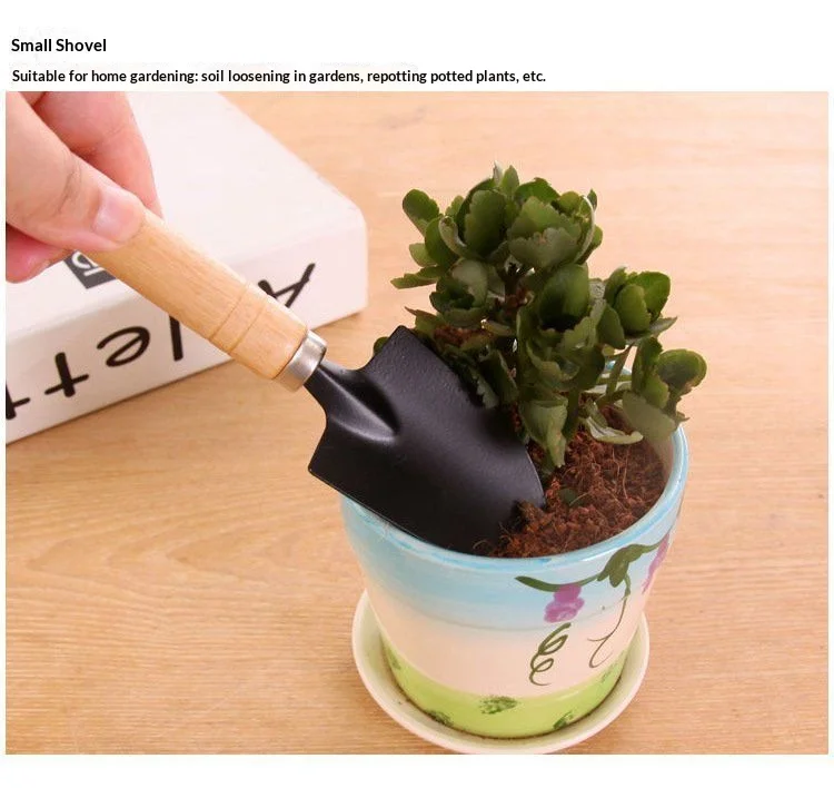 2PCS 3‑PcsMini Gardening Tool Set Wooden‑Handle Shovel Rake Trowel For Potted Plant Garden Accessory
