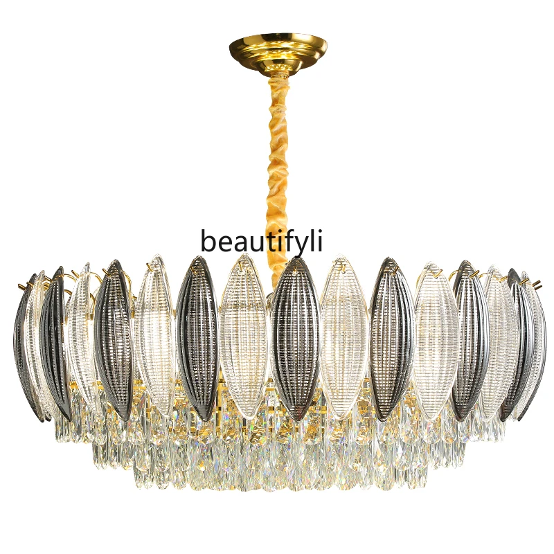 

LBX Master Bedroom Modern Minimalist Dining Room Lamps Living Room Chandelier Light Luxury Crystal Lamp