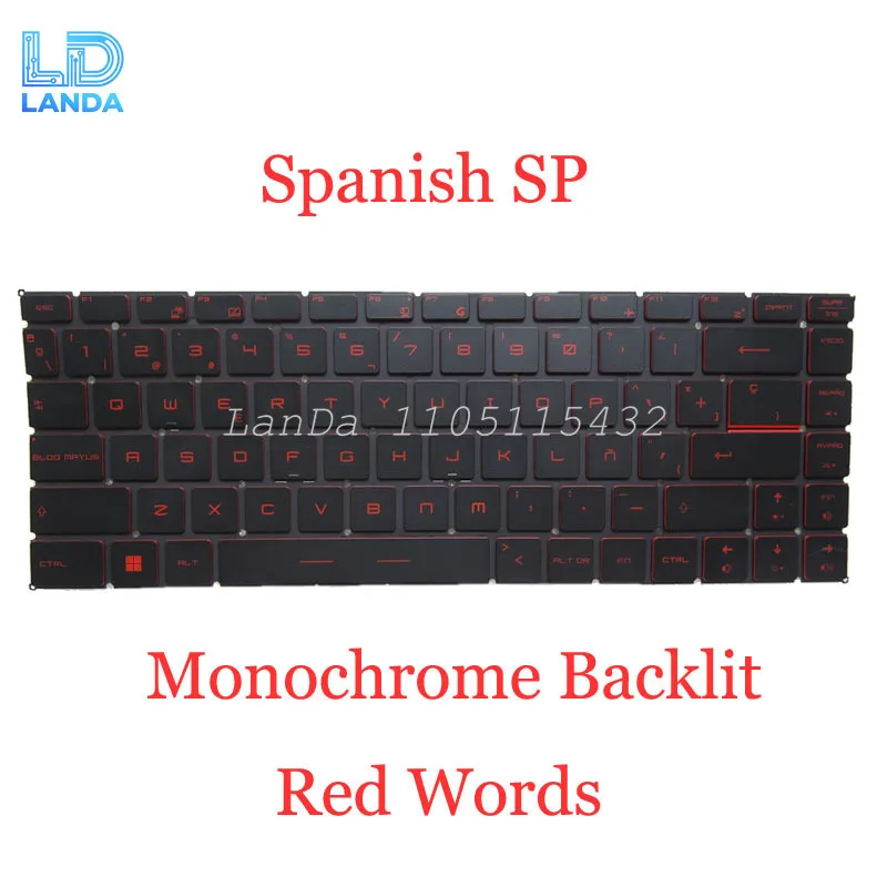 Laptop Backlit AR FR GR IT KR NE RU SP TR TW Keyboard Red Words For MSI GF65 Thin 9SD 9SE 9SEX 9SEXR 10UE 10SER 10SDR 10SCSXR
