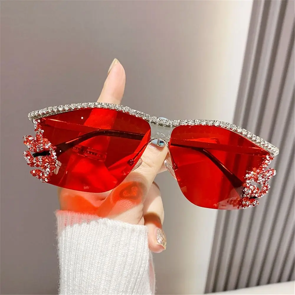 

Y2K Rimless Sunglasses Punk UV400 Protection Diamond Crystal Shades Luxury Designer Irregular Female Sunglasses for Women