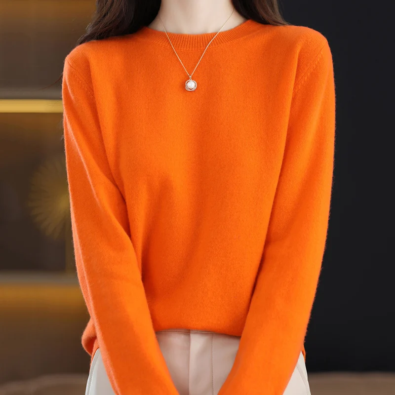 Autumn Winter Basic Knitted Pullover Women Solid Color Round Neck Sweater Woman All Match Long Sleeve Knitwear Bottoming Shirt