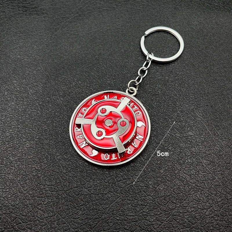 Naruto anime cute keychain peripheral three magma marleidoscope Sharingan logo rotatable keychain pendant keyring cartoon