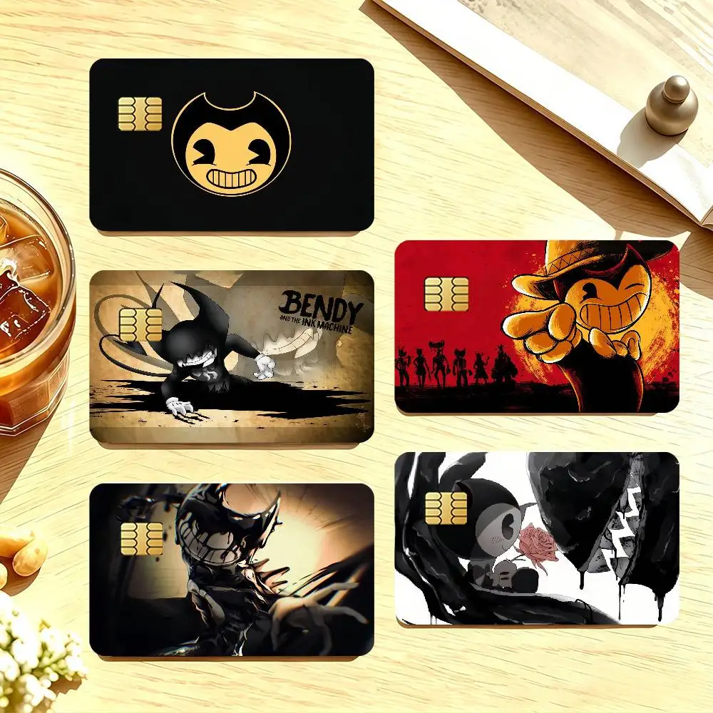 Game B-Bendy and the Ink Machine Credit Card Public Transportation Cards Sticker Waterproof Card Face Decoration 4PCS