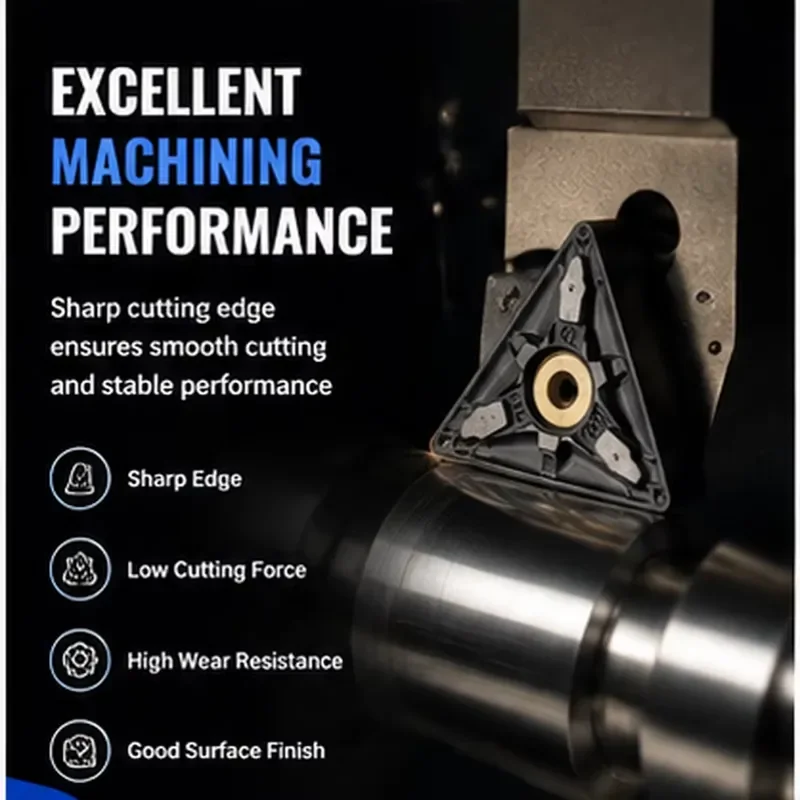 10pcs KCP25C TNMG1604 MV Triangle Turning Inserts KENGOLD PVD AlTiN Coating 91-93 Hardness Negative Angle High Wear Resistant