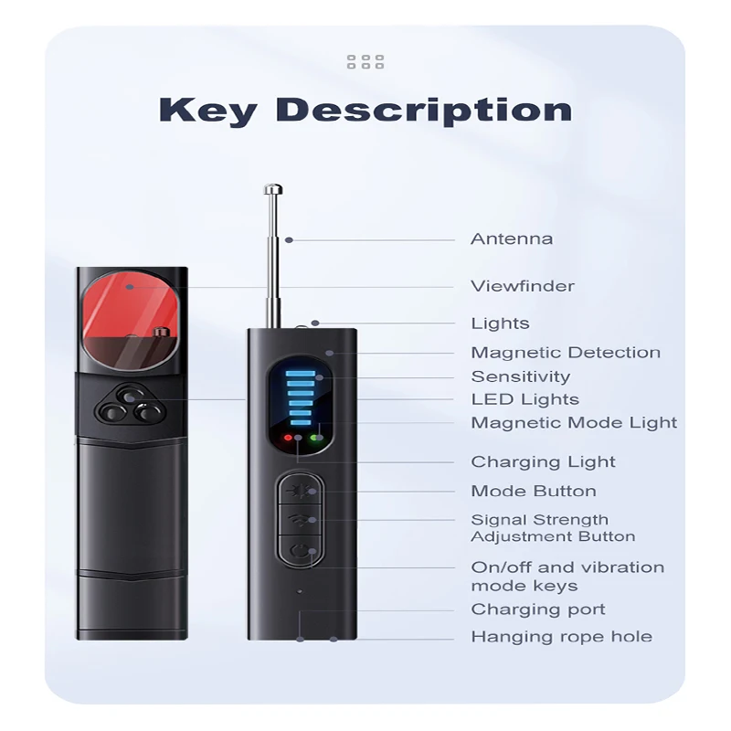 Portable Camera Detector Anti-Spy Car GPS Tracker Listening Device bug RF Wireless All Signal Scanner Gadget Security Protection