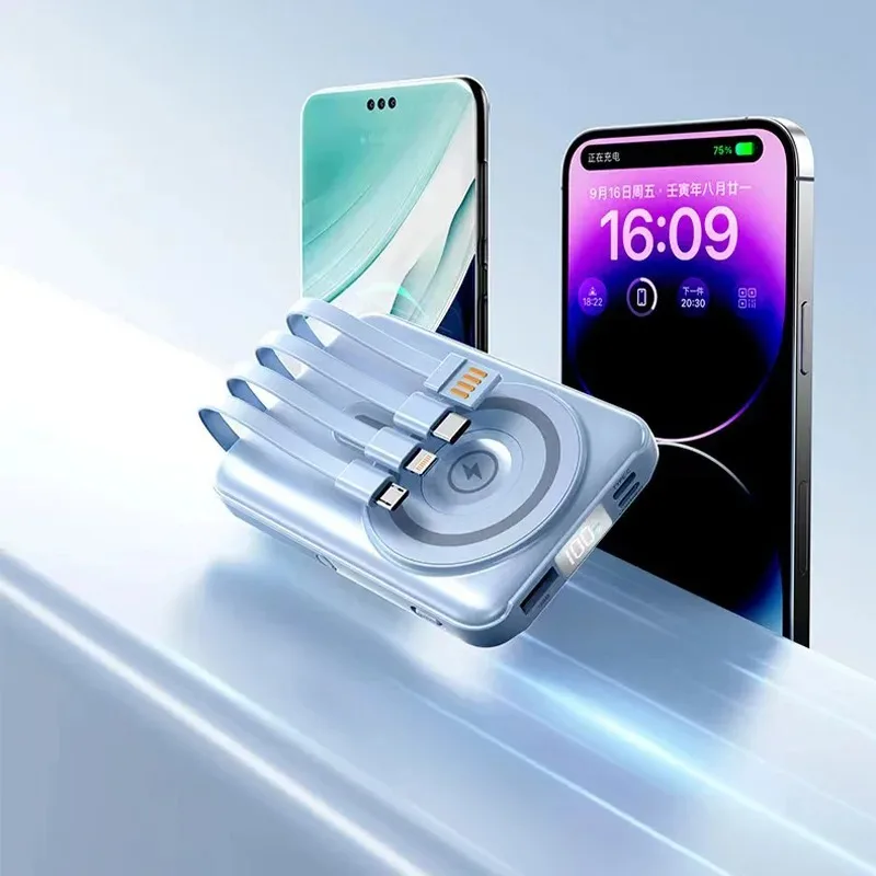 باور بانك مغناطيسي لاسلكي 10000 مللي أمبير في الساعة، شحن سريع للغاية بقدرة 22.5 وات لبنوك الطاقة المتنقلة للساعات