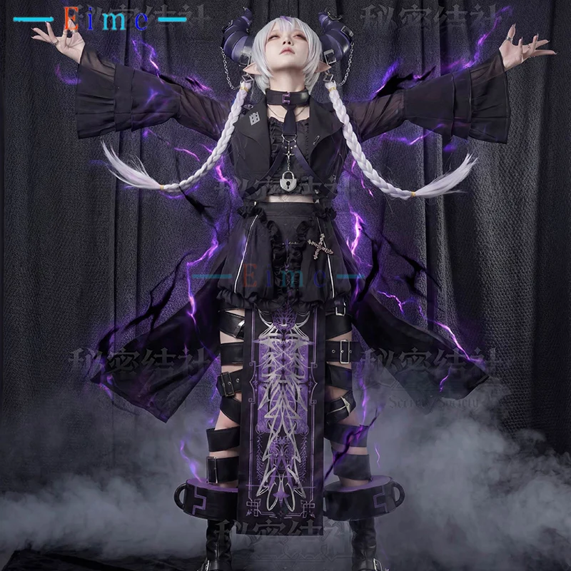 

Костюм для косплея La+ Darknesss, темный костюм Vtuber с головным убором и аксессуарами, женское готическое платье, наряд для вечеринки на Хэллоуин, на заказ